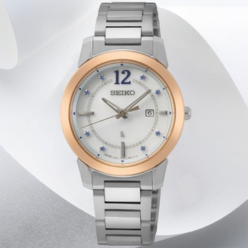 SEIKO精工 LUKIA玫瑰金太陽能腕錶 新年禮物 推薦 送禮 V137-0DL0K/SUT414J1