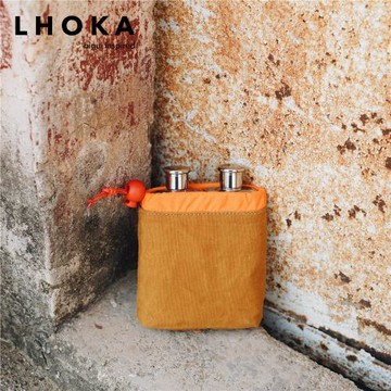 LHOKAboldDUO雙分酒壺分享便攜戶外不銹鋼烈酒威士忌手工布套