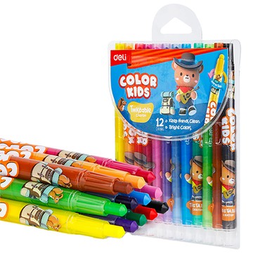 得力Deli COLOR KIDS旋轉蠟筆/EC223-12/12色
