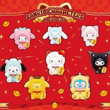 【三麗鷗家族】招財貓系列搪膠絨毛掛飾  [單盒]