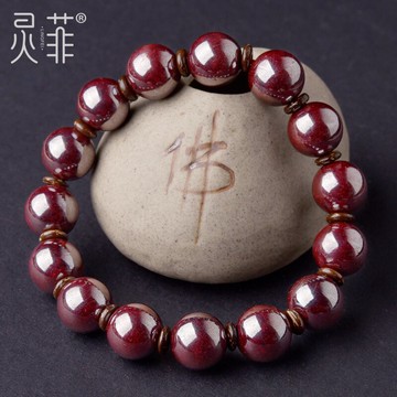 原礦朱砂手串手鏈佛珠虎年本命年紅色飾品情人節禮物情侶男女士款