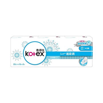 靠得住Kotex超吸洞超薄衛生棉/23cm/日用/15片x3包/組