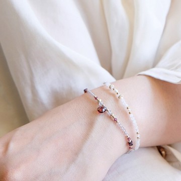 森林之心 紅石榴茶晶手鍊 14K包金 天然水晶