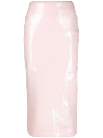 ROTATE - sequinned midi skirt - women - Recycled Polyester/Elastane/Sequin/Recycled Polyester/Polyester - 34 - Pink