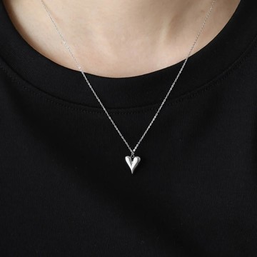 日本 BLUE EAST - 韓國製 成熟感愛心墜飾項鍊-銀