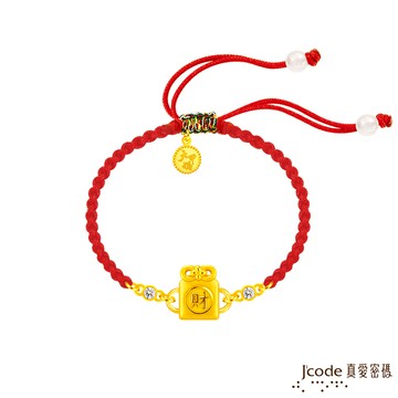 【J'code真愛密碼金飾】大甲媽 招財符硬金編繩手鍊
