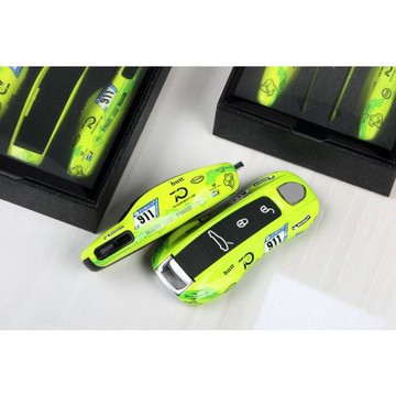 適用新保時捷Taycan911帕拉梅拉718Macan卡宴 綠箭水泥灰鑰匙殼