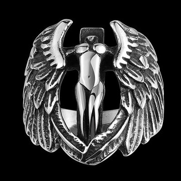 鈦鋼戒指天使之翼美式戒飾-復古霸氣歐美風格情人節生日禮物男飾品73le172【獨家進口】【米蘭精品】