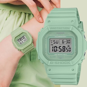 CASIO 卡西歐 G-SHOCK 青蘋果綠方形女錶 新春開運 送禮首選 GMD-S5600BA-3