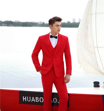 熱銷西服套裝三件套男士修身款西裝影樓主題服裝婚紗配套禮服