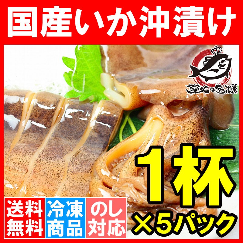 送料無料 特大 国産真いかの沖漬け １杯×５パック （いか イカ 烏賊）