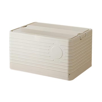 FAmILyLIFE 生活 上開式多功能附輪可疊加折疊收納箱 A-369-W 830g 9L  22 x 33 x 19cm  米白色  1個