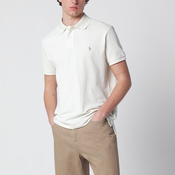 Cream-colored cotton Custom Slim-Fit polo shirt