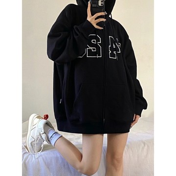 TGNS 連帽 外套 字母印花 長袖上衣 衣服女 oversize  潮流衣服 秋冬上衣 美式復古 外套女