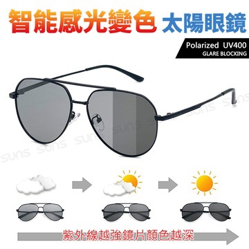 智能感光變色偏光墨鏡 時尚飛行鏡框 防藍光+抗UV 防眩光反光/偏光墨鏡/太陽眼鏡/駕駛墨鏡 S2519