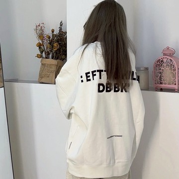 CHAOO 大學t 大學t 長袖 韓國上衣 長袖衛衣 白色大學t 設計感上衣 oversize 長袖 情侶裝 秋冬上衣