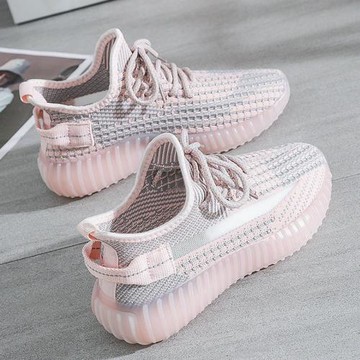 2025春夏季新款學生休閑防滑運動鞋女飛織透氣椰子鞋中大童跑步鞋