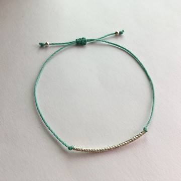 ～米+熊~ 簡約 銀管細手鍊 姊妹鍊 友誼 畢業禮物 巴西蠟線 / 925純銀/腳鍊