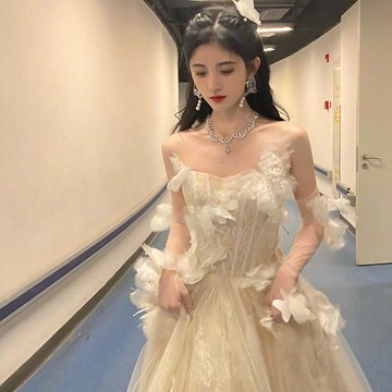 🍓限時下殺 宴會禮服 氣質洋裝 輕奢小眾生日高階感主持人禮裙晚禮服2024新款十八歲成人禮仙氣藝考優雅連衣裙生日聚會氣