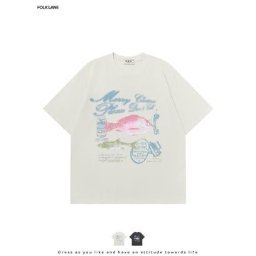 稚成人美式復古卡通字母印花短袖t恤女夏季新款寬松百搭休閑上衣