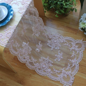 韓式蕾絲外貿原單歐式簡約釘珠桌旗茶幾布鞋柜五斗柜電視柜蓋布