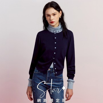 STAR 假兩件式荷葉邊冰爽絲針織外套