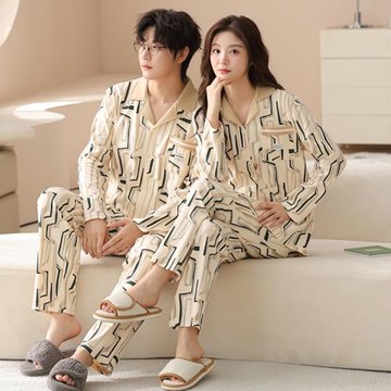 開衫睡衣情侶春秋款純棉長袖卡通甜美家居服男女士秋冬季全棉套裝