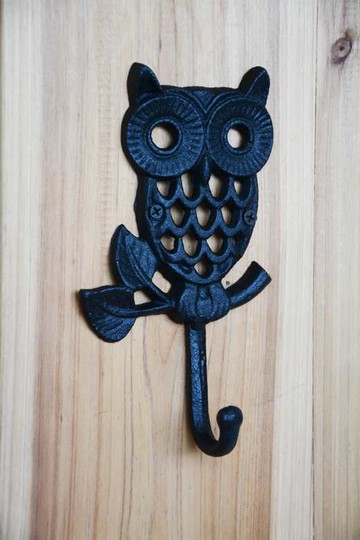 鄉村田園貓頭鷹鑄鐵復古鐵藝裝飾掛鉤藝術壁掛飾墻飾衣帽鉤