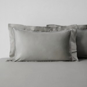 克萊歐蕾絲300織天絲歐式枕套2入 淺灰