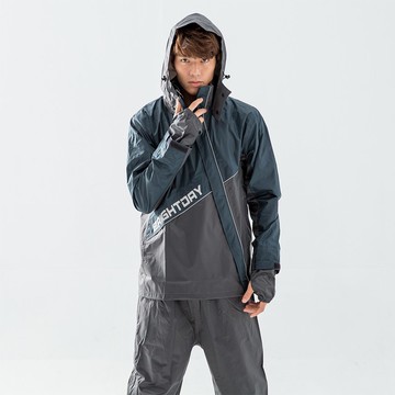 X武士斜開兩件式風雨衣-墨綠