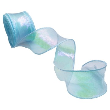 Mandeul Hobby 歐根紗珍珠雪紡波浪緞帶  幻影藍  1個  9m