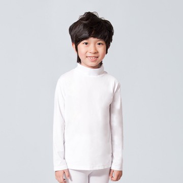 MIT溫灸刷毛立領發熱衣(純淨白 童70-150)