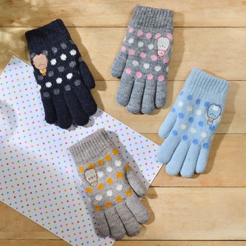童角落刺繡圓點雙層手套-多款任選