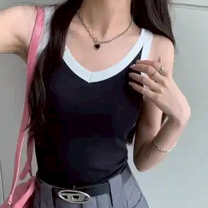帶胸墊吊帶背心 莫代爾背心女 超大尺碼背心 春夏內搭吊帶 外穿短版吊帶 無袖上衣 內衣吊帶 撞色拼接吊帶 修身無袖打底衫