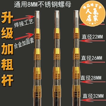 抄網 伸縮抄網 內外雙鎖不鏽鋼伸縮抄網桿子超硬裸桿多功能通用加粗魚叉桿短手柄