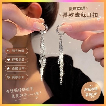 ✨耳釘✨閃長款金屬流蘇夸張耳扣高級感輕奢小眾設計氣質百搭耳環耳釘女  | 海鷗