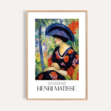 午後綠影與藍帽女 Lady in Blue Hat / 馬諦斯風格 海報 掛畫