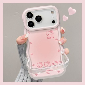 可愛凱蒂貓適用蘋果17promax手機殼iphone15支架16硅膠14新女款13