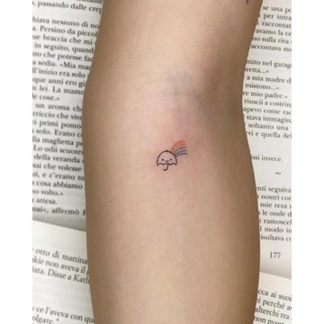 「傘下彩虹」紋身貼紙 微刺青 輕紋身  紋身貼  打卡 超美 性感 直播 創意 小心機 抖音同款 沙灘 可愛 彩虹