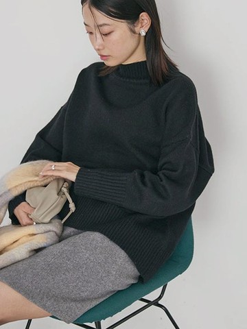 高領繭型落肩針織上衣(0H000940300) - AMERICAN HOLIC