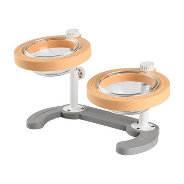 Little Factory 寵物玻璃餐碗 雙碗基本款  黃色  1個