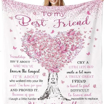 亞馬遜送姐妹信封法蘭絨毛毯生日印花毯創意禮物蓋毯