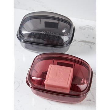 肥皂盒瀝水衛生間學生宿舍香皂盒帶蓋免打孔創意雙層紅色肥皂盒架