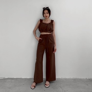 【Aa.chic】夏日粗肩花苞背心套裝(三色).女裝/連身/夏日/粗肩/花苞/背心/套裝/日常/夏裝【C618321】