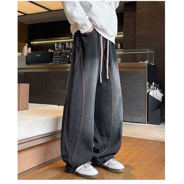 秋冬季新款高街牛仔褲男直筒復古休閒牛仔寬鬆褲子男潮