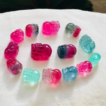 (免運)高端一圖一物天然紅藍綠紫西瓜碧璽貔貅吊墜項墜可鑲嵌戒指通透女