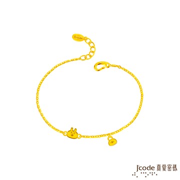 【J'code真愛密碼金飾】卡娜赫拉的小動物-簡約P助和粉紅兔兔硬金手鍊