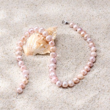 天然粉紫螺紋珍珠項鍊 10–11mm 銀色龍蝦扣 個性時尚 萬聖節禮物