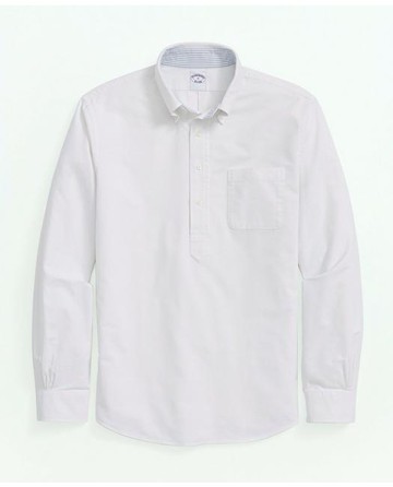 Brooks Brothers Men's Friday Oxford Shirt, Pop-Over | White | Size Medium