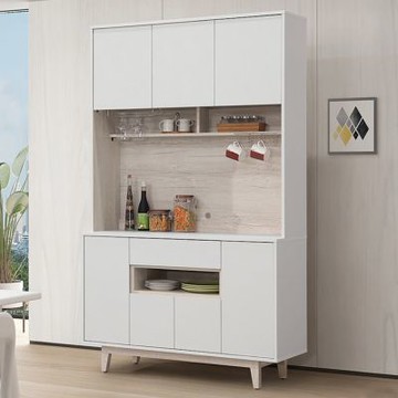 文創集 杜摩4尺五門三抽高餐櫃組合-121x40x198m免組